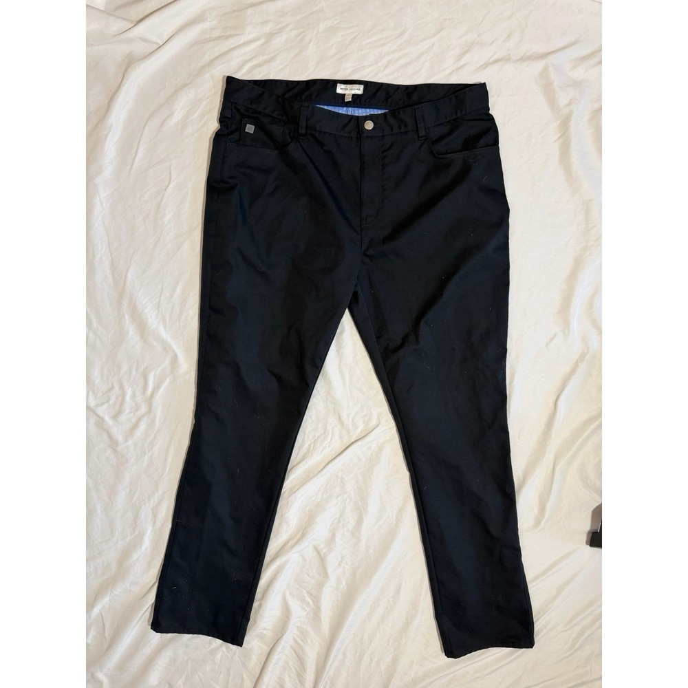 Peter Millar Crown Sport Mens Pants 38x32 Black Performance Golf 5 Pocket